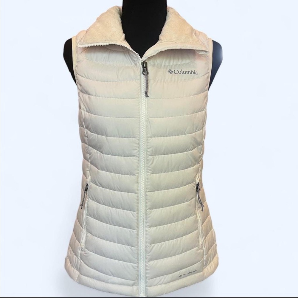Columbia Women's Cream Quilted Puffer Vest with Fleece Collar